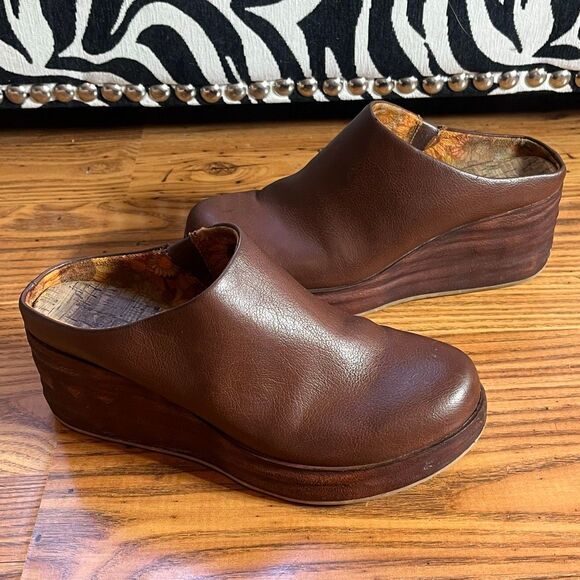Korks Brown Mallory Clogs Mules Platform Shoes Sz 9 Boho Preowned - Picture 1 of 10